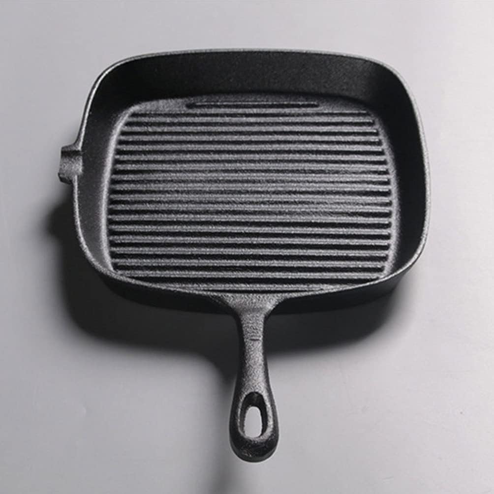 Grill Pan Frying Pan Steak Bacon Pan Deep Square Griddle Pan Iron Kitchen Grill Cookware for Steak Fish BBQ 2Pcs Wok