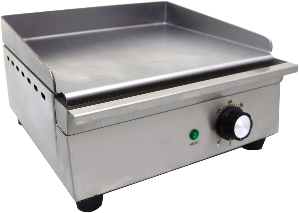 INTSUPERMAI Commercial Grill Griddle Teppanyaki Grill Countertop Griddle Flat Top Grill Hot Plate Stove with 12.6×10.24in/320×260mm Plate Size 50℃-300℃ Temperature Adjustable 110V 1200W
