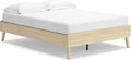 Signature Design by Ashley Cabinella Casual Full Platform Bed with Metal Slats, Wood, Foundation or Box Spring Not Needed, (Headboard Not Included), Light Brown