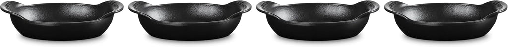 Le Creuset Enameled Cast Iron Gourmand Collection Set of 4 Mini Oval Baker, .3 qt., Matte Black