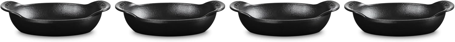 Le Creuset Enameled Cast Iron Gourmand Collection Set of 4 Mini Oval Baker, .3 qt., Matte Black