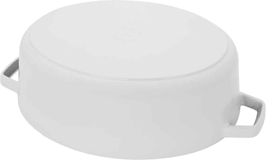 Staub Cast Iron 6.25-qt Shallow Oval Dutch Oven - White