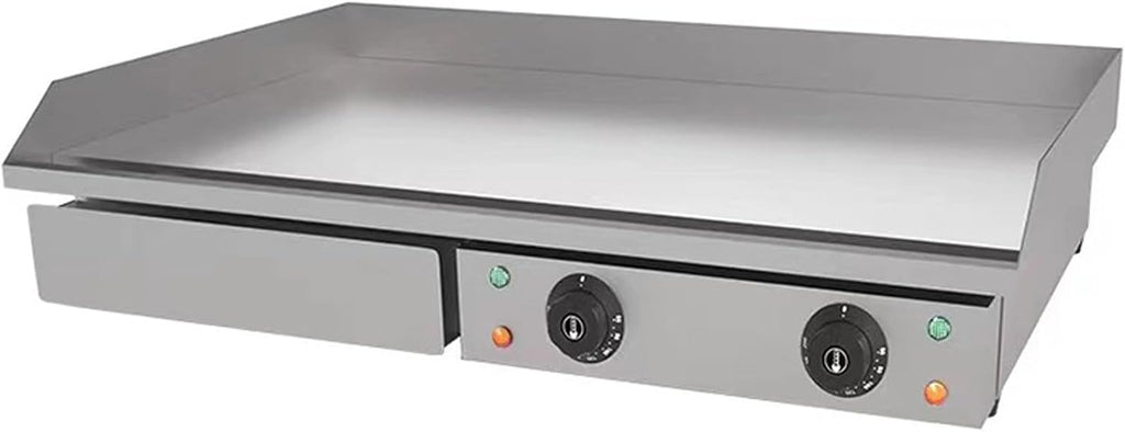 29' Electric Grill Commercial Countertop Griddle Flat Top Grill Hot Plate Dual Temperature Control Non-Stick Stainless Steel Teppanyaki Grill for BBQ Restaurant Kitchen