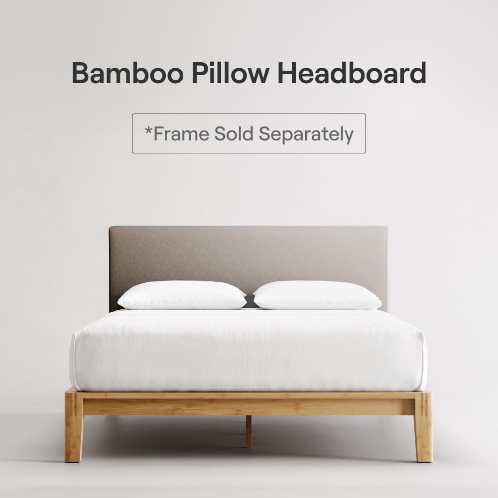 Nectar Upholstered Headboard - Twin XL - Grey - Attachable to Bamboo Bed Frame (Sold Seperately) - Easy Tool Free Set Up - Contemporary and Durable