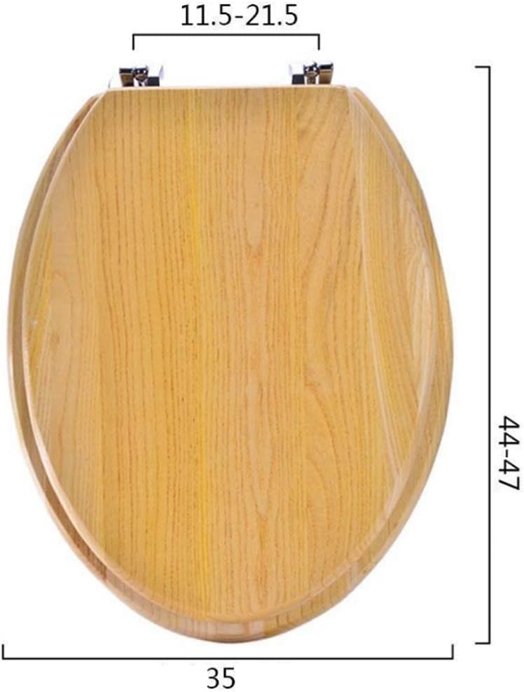 Solid Wood Toilet Seat Round with Adjustable Hinges Home Bathroom Accessory Decor Color