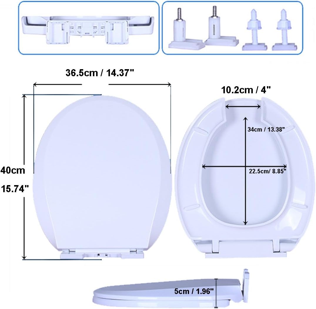 Toilet Seat Commercial Open Front Toilet Seat, Soft Close Toilet Seat Round, Plastic Large Opening Toilet Seat, White