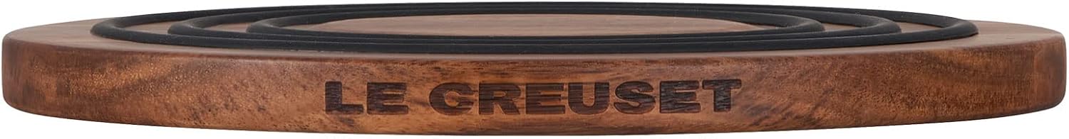Le Creuset 3 1/2 qt. Signature Cast Iron Braiser Bundle with Magnetic Wooden Trivet - Flame