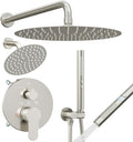 Shower Systems STARBATH 12+6' Round Dual Rainfall Shower Head with Handheld Spray for Two People, Wall Mounted 3 Way Rain Shower Faucet Sets Complete, Included Valve and Trim Kit, Brushed Nickel