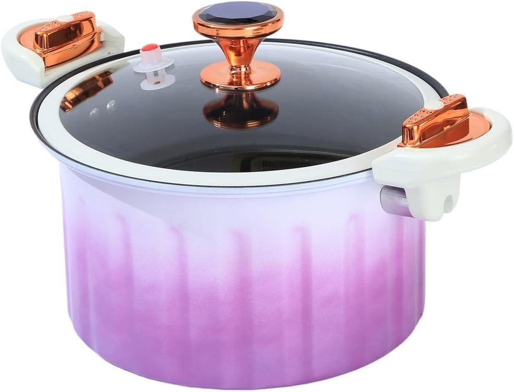 Pressure Cooker 8L, Micro Braiser Pans, Enamel Lining Non-stick Pressure pot, with Lid Silicone Seal Spill-proof Valve Pressure pot for Cooking,Green(Purple)