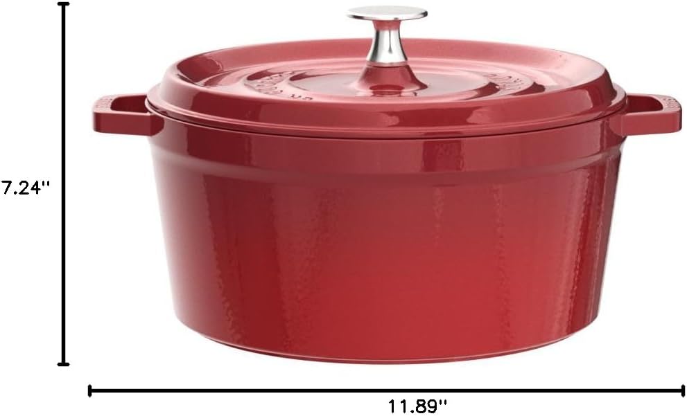 Staub Cast Iron Dutch Oven 5-qt Tall Cocotte, Made in France, Serves 5-6, Cherry