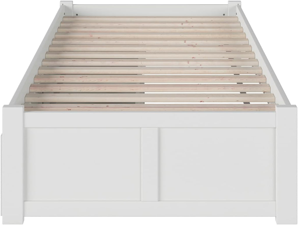 AFI Concord Twin XL Size Platform Bed with Footboard & Storage Drawers in White
