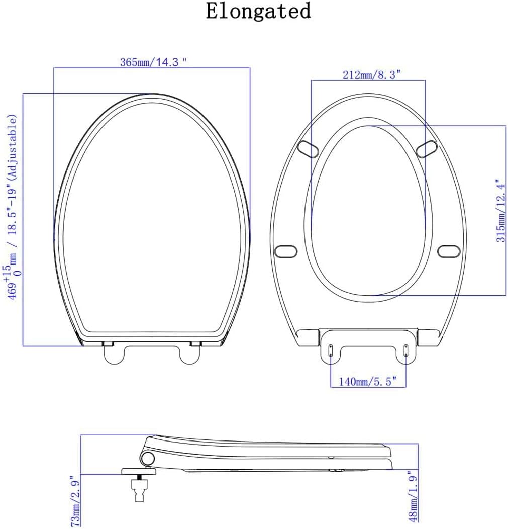 Hibbent Premium One Click Elongated Toilet Seat with Bidet Self Cleaning Dual Nozzle, Hot and Cold Water Spray, Non-Electric Mechanical Bidet