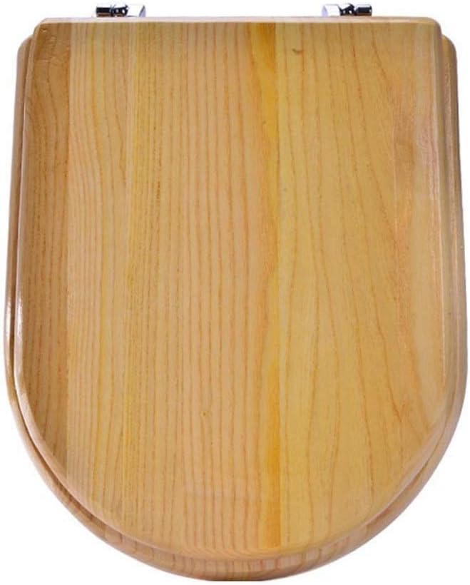 Solid Wood Toilet Seat Round with Adjustable Hinges Home Bathroom Accessory Decor Color