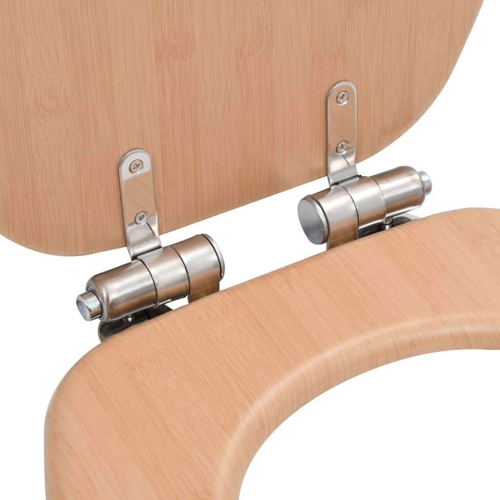 WC Toilet Seats 2 pcs with Soft Close Lids MDF Bamboo Design Toilet & Bidet Seats