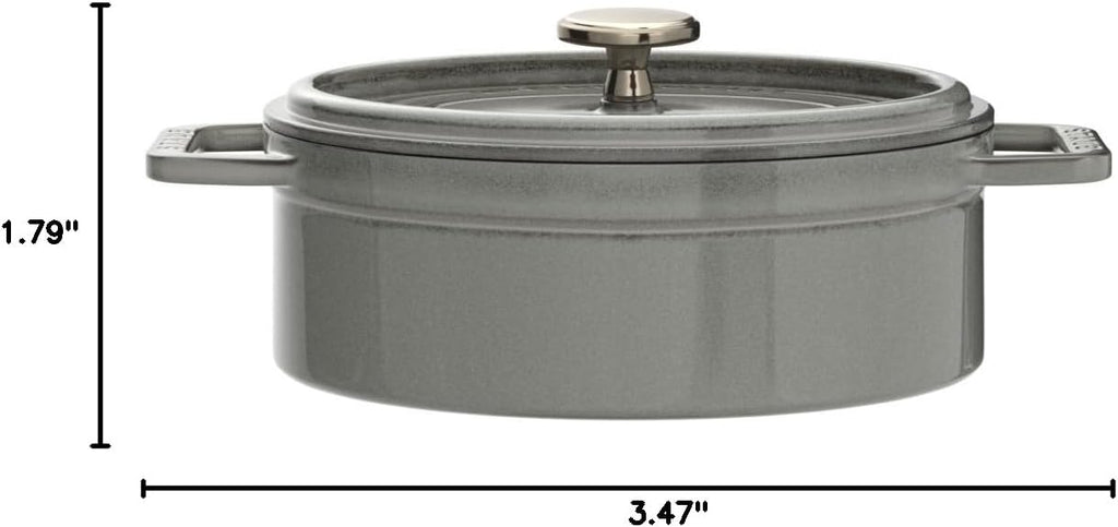 STAUB Cast Iron Roaster/Cocotte, Oval 17 cm, 1 L, Graphite Grey
