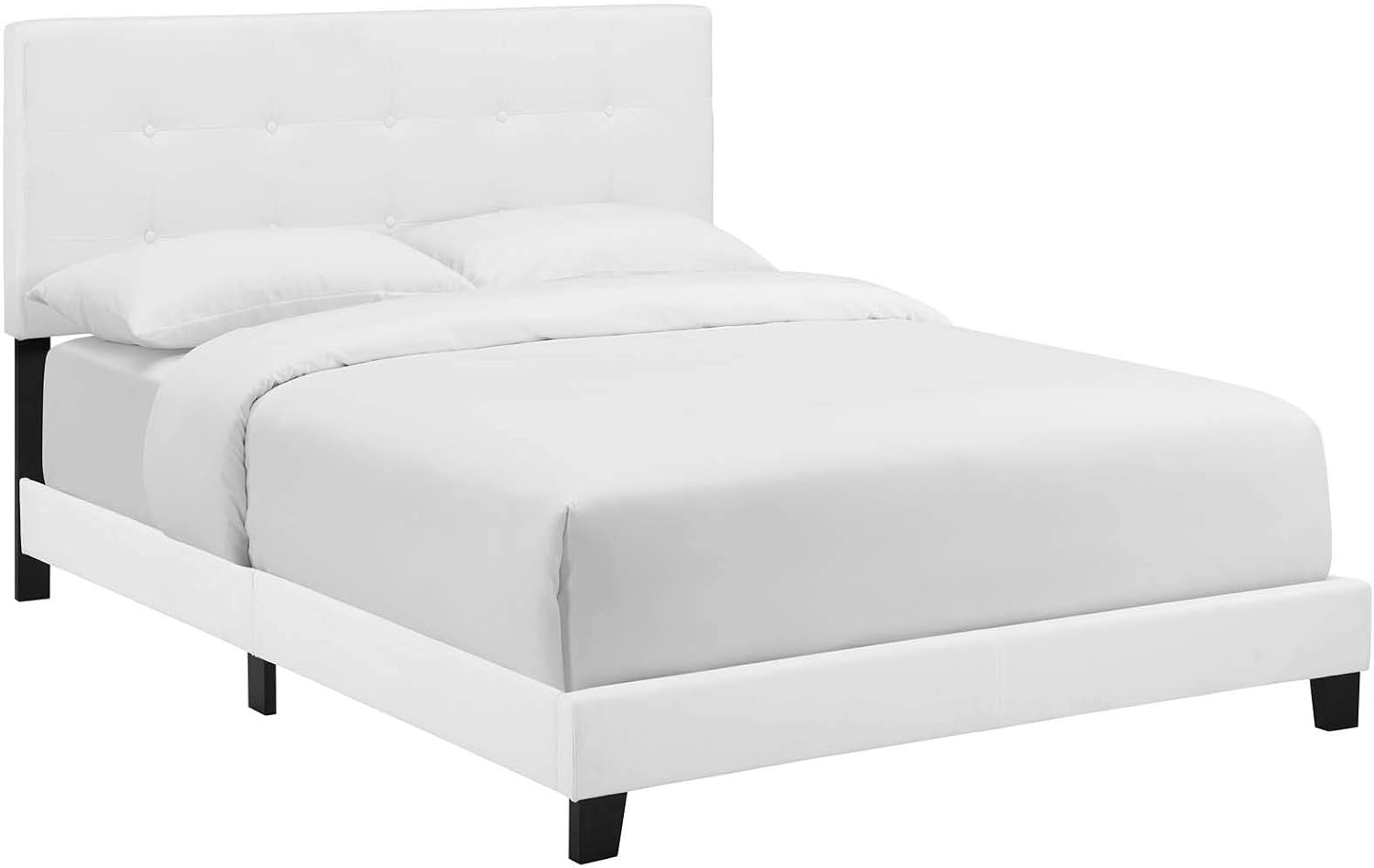 Modway Amira Tufted Fabric Upholstered King Bed Frame With Headboard In White