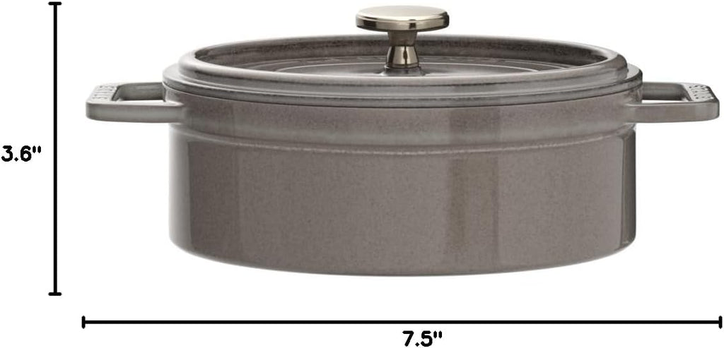 Staub La Cocotte Oval 40509-477 Pico Cocotte Oval Gray 5.9 inches (15 cm) Small, Both Handed Casting, Enameled Pot, Induction Compatible, Japanese Authentic Product