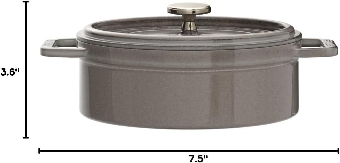 Staub La Cocotte Oval 40509-477 Pico Cocotte Oval Gray 5.9 inches (15 cm) Small, Both Handed Casting, Enameled Pot, Induction Compatible, Japanese Authentic Product