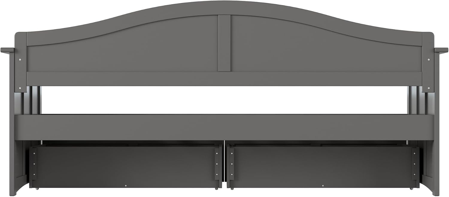 AFI, Nantucket Twin Size Wood Daybed Frame with 2 Storage Drawers, Grey