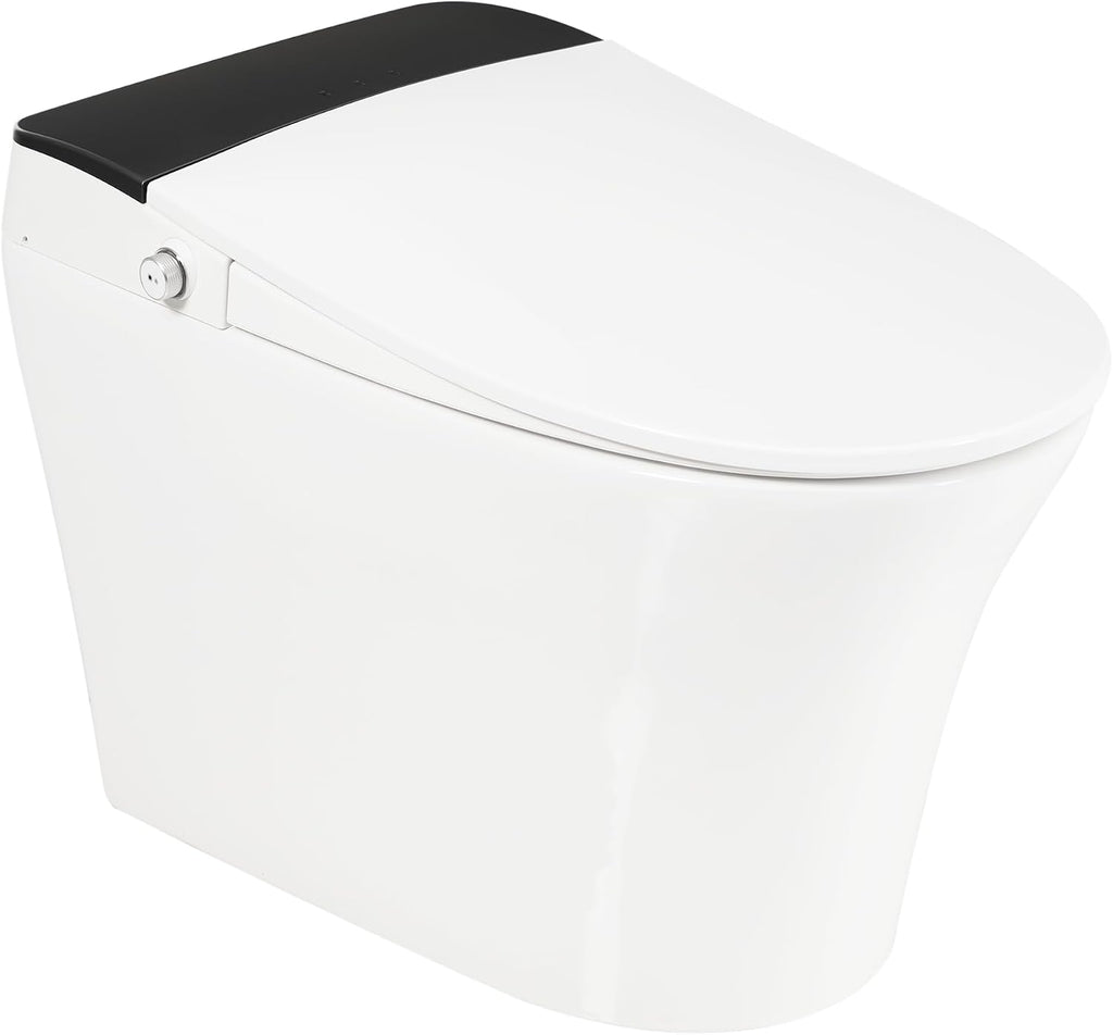 Heated Seat Smart Toilet without Bidet, One Piece Tankless Toilet with Auto and Foot Sensor Flush, Night Light, Power Outage Flushing, Soft Close Cover