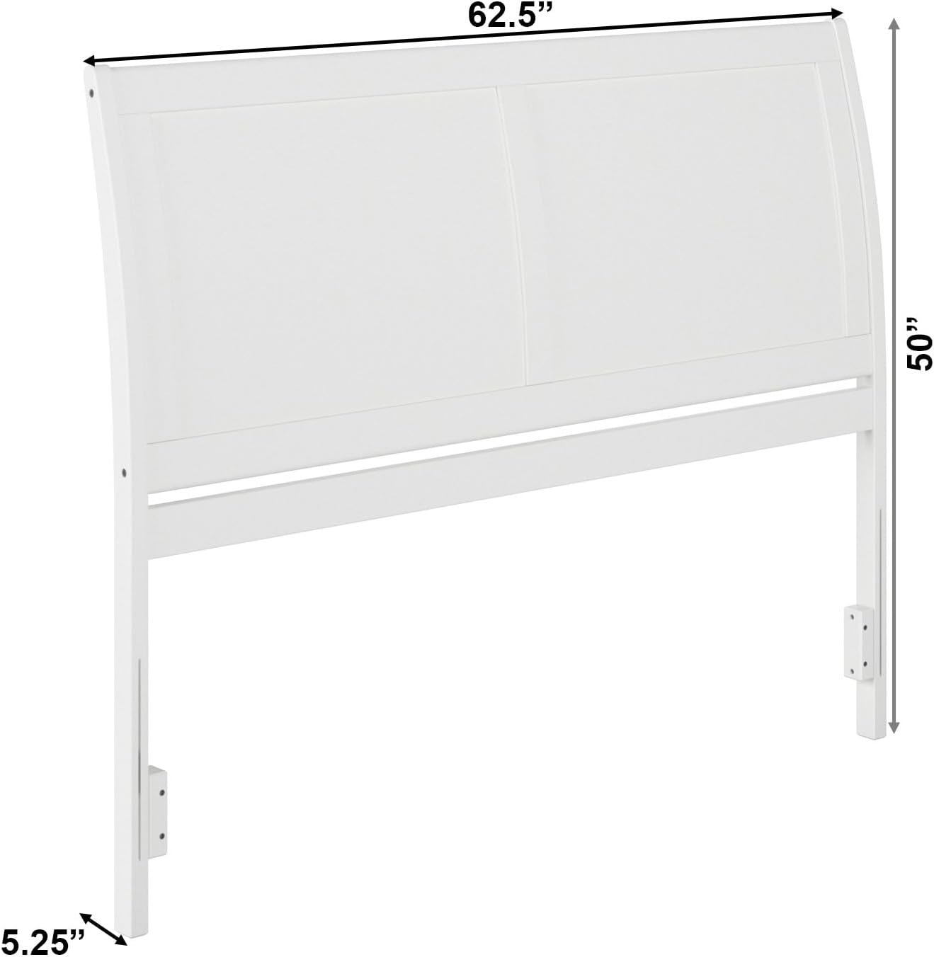 AFI, Portland Queen Sleigh Solid Wood Panel Headboard, White