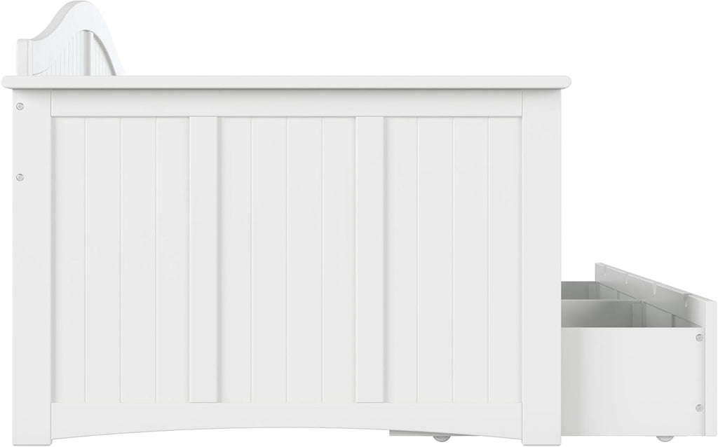 AFI, Nantucket Twin Size Wood Daybed Frame with 2 Storage Drawers, White
