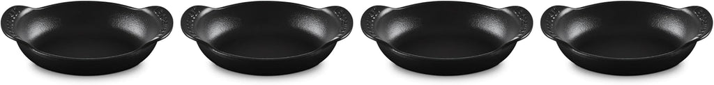 Le Creuset Enameled Cast Iron Gourmand Collection Set of 4 Mini Oval Baker, .3 qt., Matte Black
