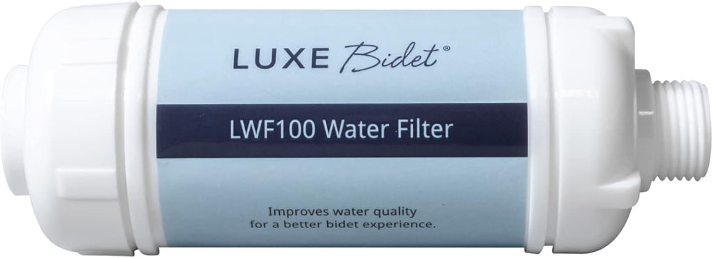 LUXE Bidet NEO 185 White Bidet Attachment, Comfort Soft Footstool, Toilet Seat Bumpers, and Water Filter Gift Set