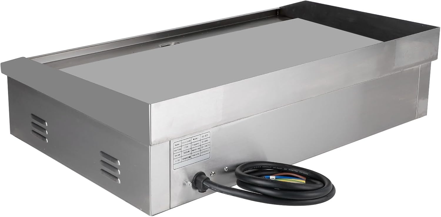 Topteng 30' Commercial Electric Griddle, Commercial Griddle Electric Flat Top Griddle Stainless Steel Countertop Griddle Grill 4400W with Drip Hole, 50-300℃ Griddle for Home Restaurants