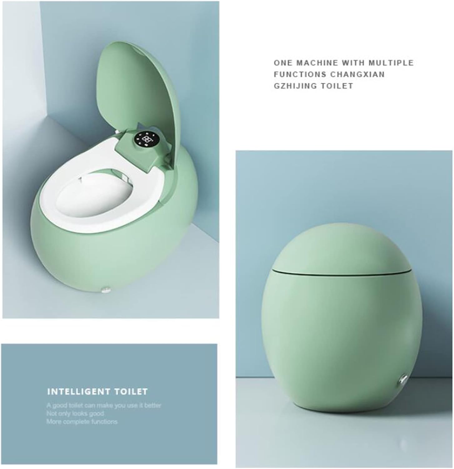 Smart Voice Toilet, One Piece Egg Bidet Toilet Seat, Ceramic Toilet With Heated Built-in Tank Design, Auto Smart Toilet With Warm Water Sprayer & Dryer (Orange 300mm) (Green 400mm)