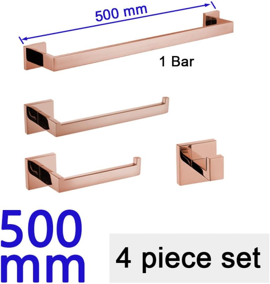Shiny Polished Rose Gold Bathroom Hardware Accessories Towel Rack Toilet Paper Holder Towel Rail Bar Bathroom Robe Hook,50cm 1 bar Set