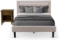 East West Furniture FN08F-1GA08 2-Pc Platform Full Size Bed Set with 1 Wood Bed Frame and a Wood Nightstand - Mist Beige Linen Fabric