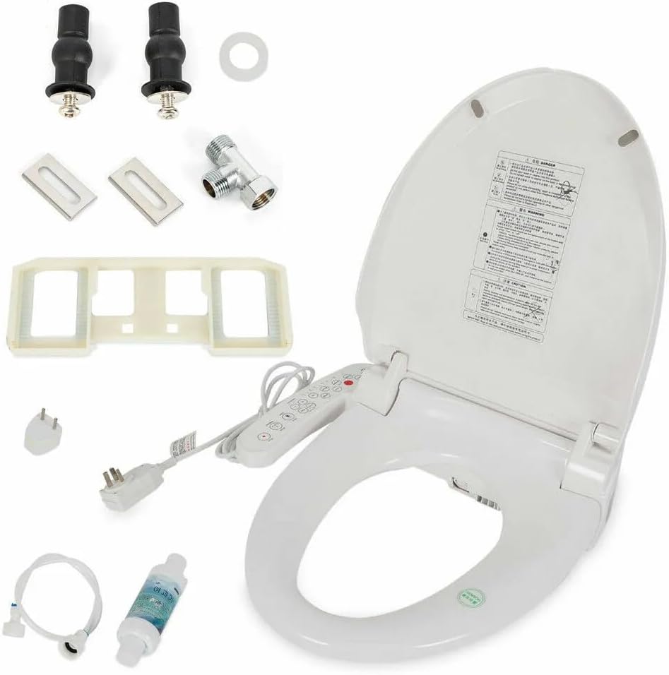 Smart Bidet Heated Toilet Seat Electronic Heated Elongated Toilet Seat Replacement with Warm Air Dryer Temperature Control Wash Function（1300W)