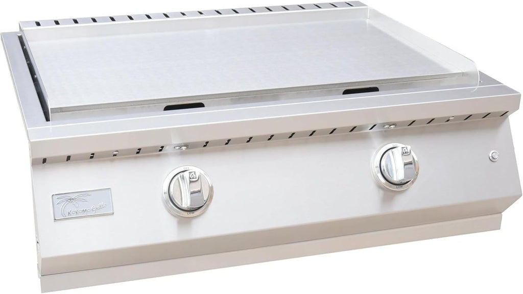 KoKoMo Grills 30 Inch Professional Outdoor Kitchen Teppanyaki Natural Gas Griddle | 304 Stainless Steel Flat Top Grill U-Shape Burners 36000 BTUs for Outdoor Cooking, BBQ and Patio Backyard