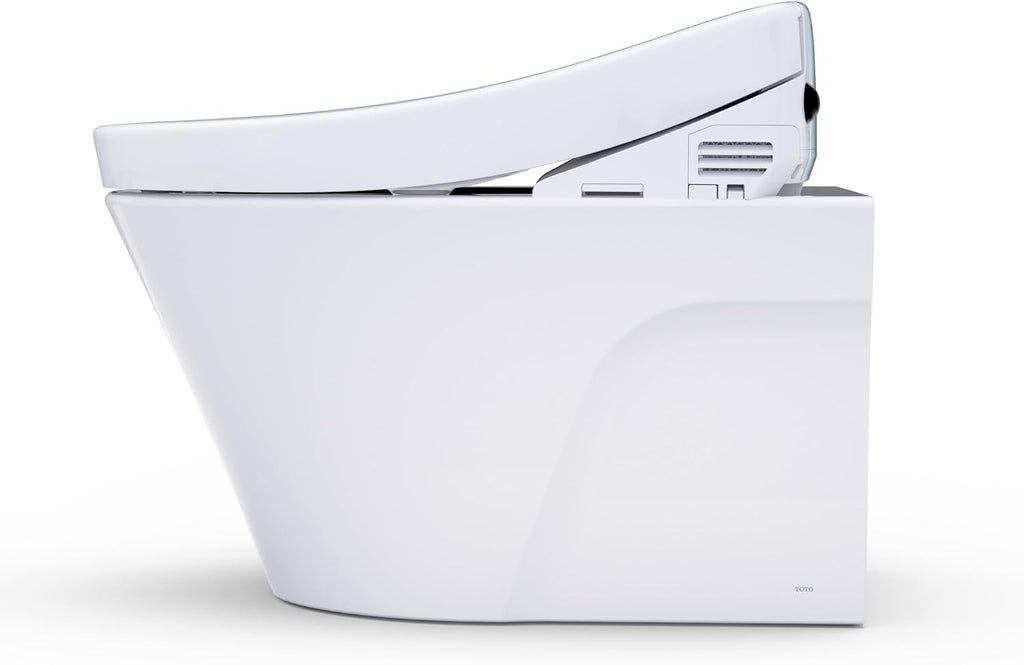 TOTO® WASHLET®+ AP Wall-Hung Elongated Toilet and WASHLET S5 and DuoFit® In-Wall 0.9 and 1.28 GPF Dual-Flush Tank System, Matte Silver - CWT4263446CMFG#MS