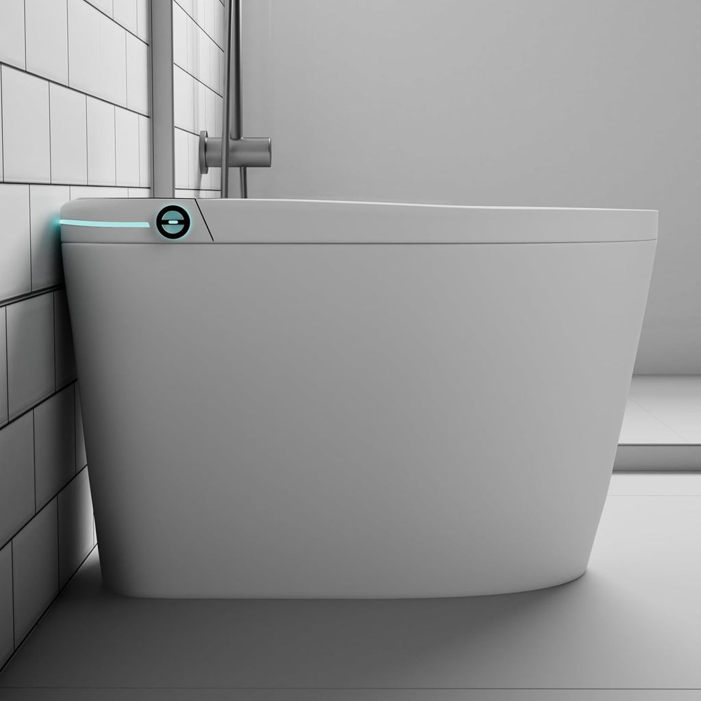 Sounor Modren Smart Tankless Toilet With Bidet Built In Comfort Height Elongated Rear Front Warm Water Cleaning Powerful Dryer Heated Seat,Foot SensorControl,Auto Open & Close Lid