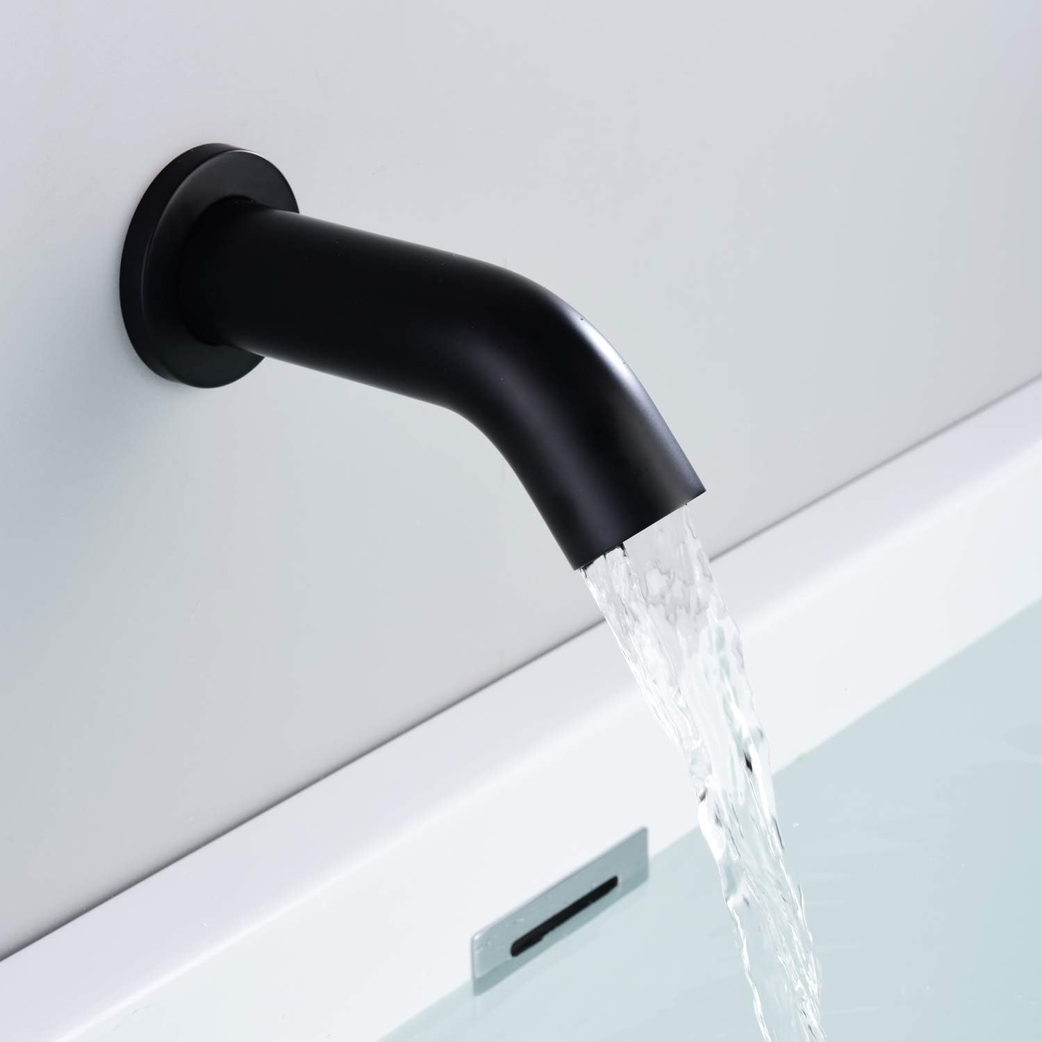 Matte Black Rain Shower Systems with Waterfall Tub Spout, Shower Faucets Sets Complete with 8 Inches Rain Shower Head and Handheld