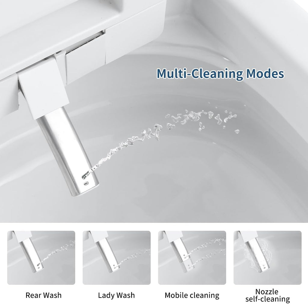 Wekuku Smart Toilet With Bidet One Piece, Auto Flush, Heated Seat, Bubble Wash, Warm Water Dry, Remote Control, Adjustable Temp, White (1 Seat)