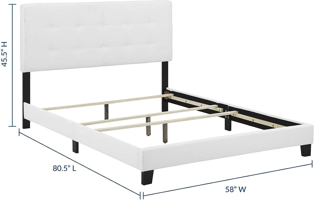 Modway Amira Tufted Fabric Upholstered Full Bed Frame With Headboard In White