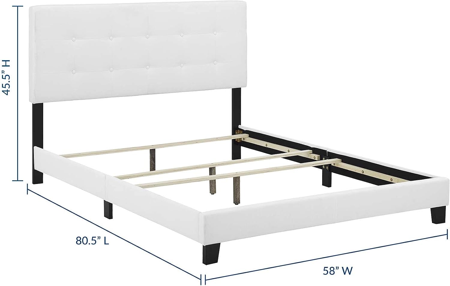 Modway Amira Tufted Fabric Upholstered Full Bed Frame With Headboard In White