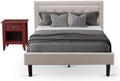 East West Furniture FN08F-1GA13 2-Piece Platform Bedroom Set with 1 Wood Bed Frame and a Mid Century Modern Nightstand - Reliable and Long lasting Manufacturing - Mist Beige Linen Fabric