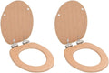 WC Toilet Seats 2 pcs with Soft Close Lids MDF Bamboo Design Toilet & Bidet Seats