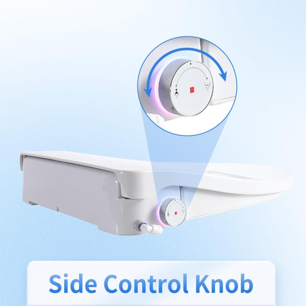 Electric Bidet Toilet Seat - Auto Open/Close Lid & Automatic Nozzle Cleaning, Side Knob, Heated Seat, Water Temp/Pressure Adjustment, Only Seat (S51G)