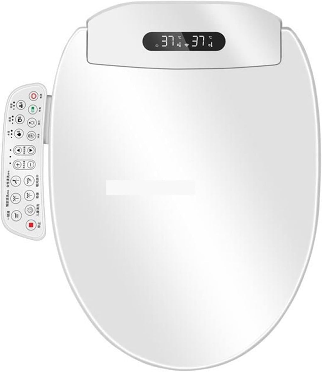 Electric Smart Bidet Toilet Seat with Heated Instant Warm Water Slow Close Elongated Intelligent Cover Lid(Long-510mm,UK Plug)