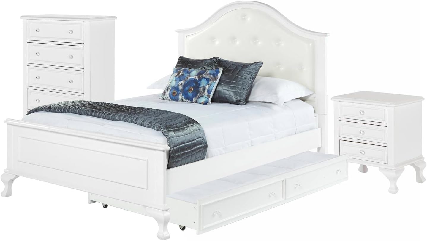 Picket House Furnishings Jenna 3 Piece Full Bedroom Set in White