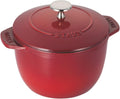 staub La Cocotte de GOHAN 40511-828 La Cocotte de GOHAN Cherry M 6.3 inches (16 cm) Painted Finish Rice Pot, 2 Pieces, Cast Iron, Induction Compatible, Rice Cooker, Red