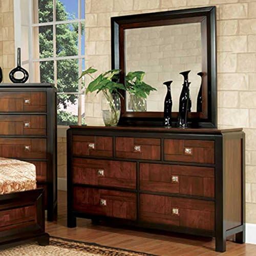 Patra Asian Contemporary Acacia Walnut Queen Size 6-Piece Bedroom Set
