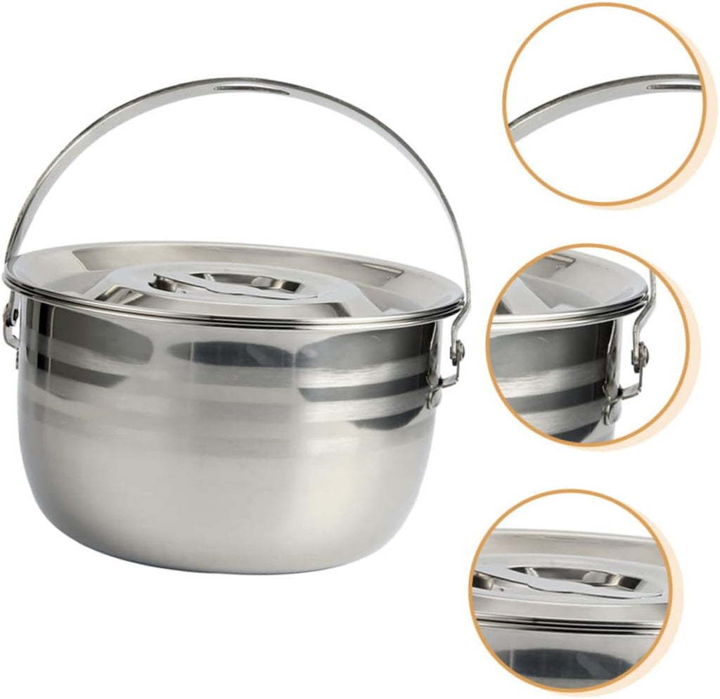 Camping Pot Blue Stove Top Kettle Stock Pot with Cover Stew Pot Skillet with Lid Braiser Pan with Lid Camping Cooking Supply Outdoor Hanging Basin Child Stainless St Pot