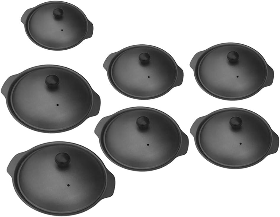 Cast Iron Casserole Non-Stick Pot Braiser Pan with Cover,Black, M2, as described/118 (Color : S1)