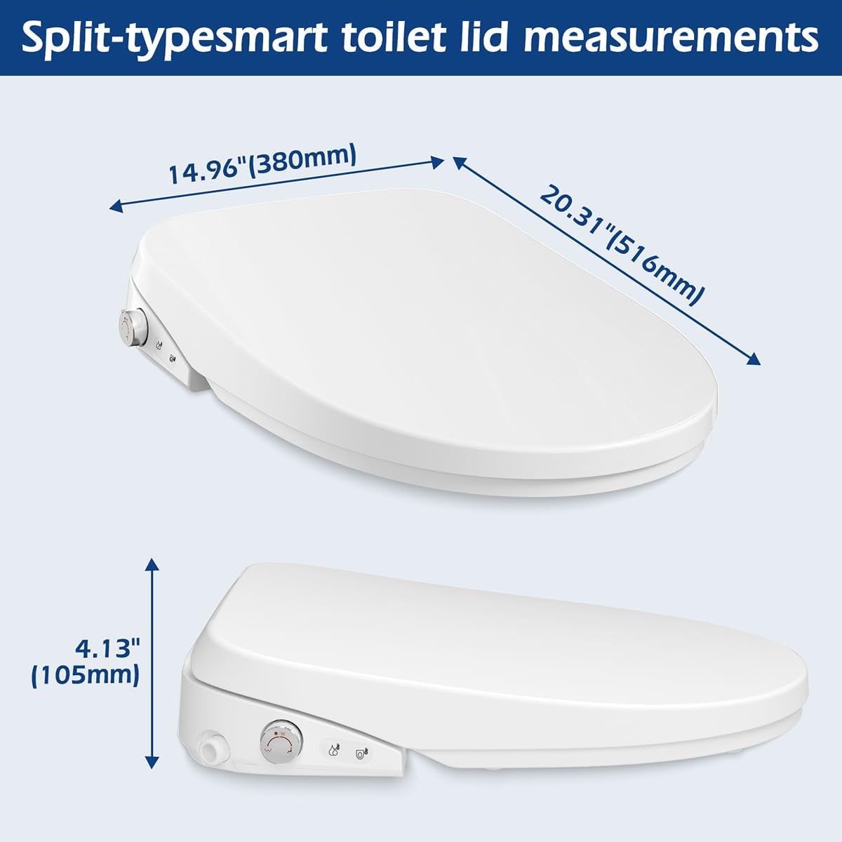 Bidet Toilet Seat, Electric Smart Heated Toilet Seat with Instant Warm Water & Dryer, Feminine & Front Rear Wash, Self-Clean Nozzle, Night Light, Wireless Remote, Soft Closed Toilet Lid, Elongated